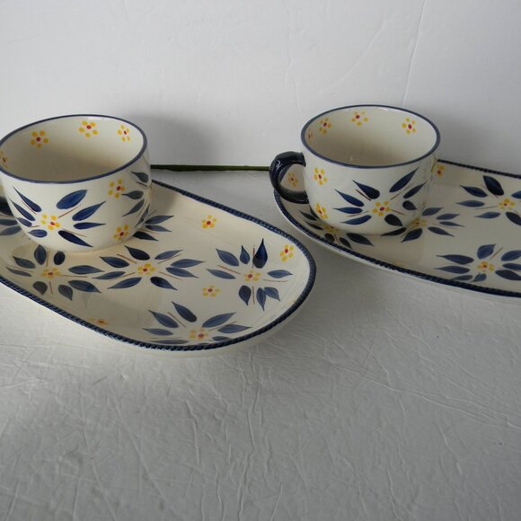 NEW  Temp-tations Old World Set of 2 Soup and Sandwich BLUE (4 PC SET) - Picture 1 of 4